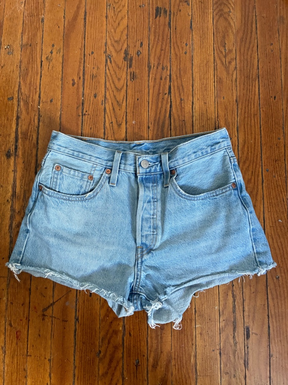 Levis 501 Light Blue Denim Cutoff Shorts - Women